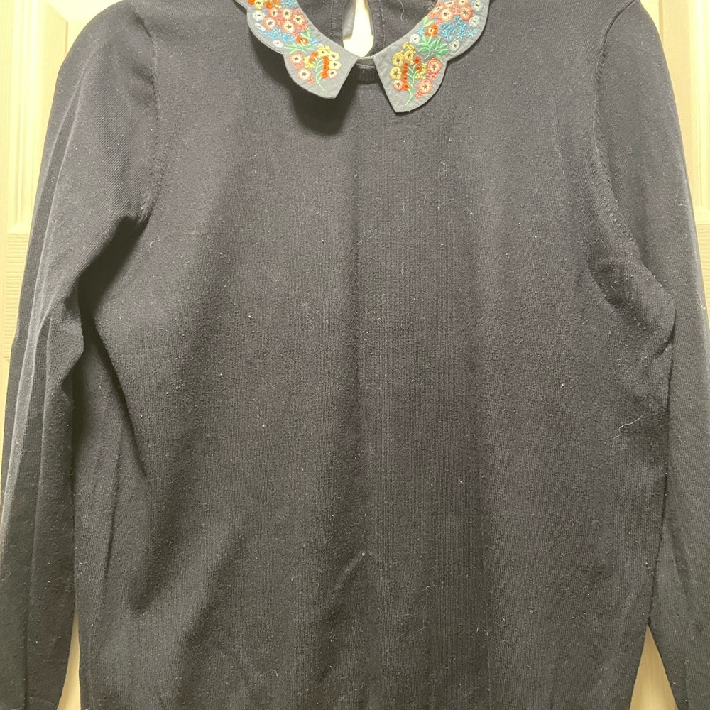 Boden Sweater with Floral Peter Pan Collar